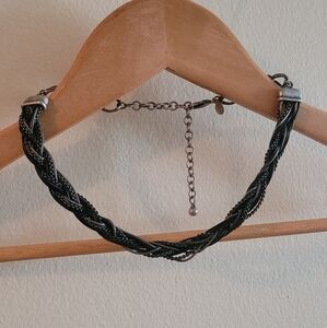 Chico's mixed material choker style braided necklace